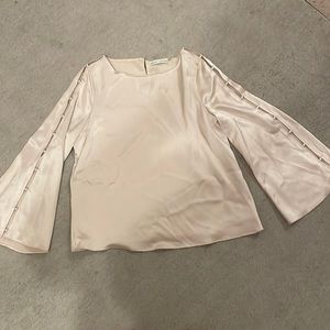Alice and olivia silk and pearl detail blouse